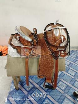 Western Leather Show saddle with silver corner and conchos all size