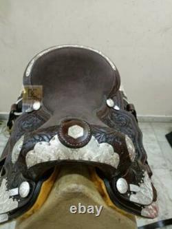 Western Leather Show saddle with silver corner and conchos all size
