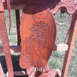 Western Natural Leather Hand Tooled/carved Xmen Teen Titans Inspired Saddle
