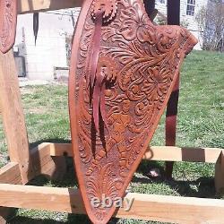 Western Natural Leather Hand Tooled/carved Xmen Teen Titans Inspired Saddle