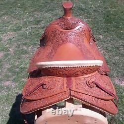 Western Natural Leather Hand Tooled/carved Xmen Teen Titans Inspired Saddle