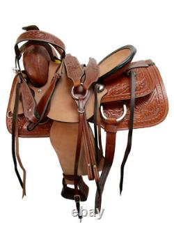 Western Pleasure Ranch Trail Floral Tooled Used Leather Horse Tack 15 16 17 18