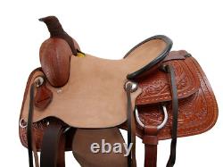 Western Pleasure Ranch Trail Floral Tooled Used Leather Horse Tack 15 16 17 18