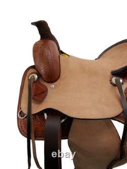 Western Pleasure Ranch Trail Floral Tooled Used Leather Horse Tack 15 16 17 18