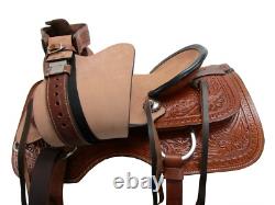 Western Pleasure Ranch Trail Floral Tooled Used Leather Horse Tack 15 16 17 18