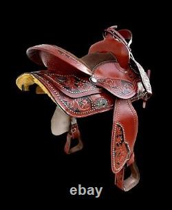 Western Pleasure Trail Saddle Horse Tooled Leather Used Tack Set 15 Sqhb