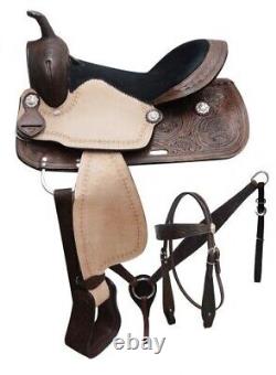 Western Pleasure Trail Saddle SET with Rough Out & Floral Tooling 16 NEW