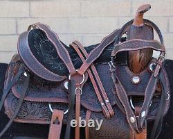 Western Pleasure Trail Saddle Used Leather Horse Tack Set 16 17