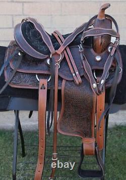 Western Pleasure Trail Saddle Used Leather Horse Tack Set 16 17