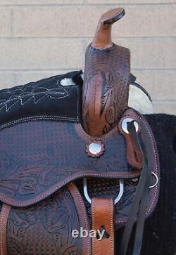 Western Pleasure Trail Saddle Used Leather Horse Tack Set 16 17