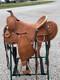 Western Ranch Saddle With Leather Seat & Stirrups Durable Cowboy Riding Tack