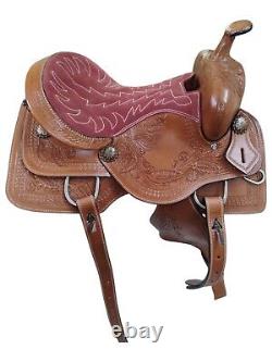 Western Reining Saddle Y Shape On Brown High Quality Leather Size 15 16