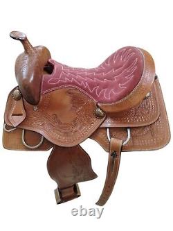 Western Reining Saddle Y Shape On Brown High Quality Leather Size 15 16