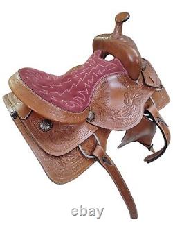 Western Reining Saddle Y Shape On Brown High Quality Leather Size 15 16