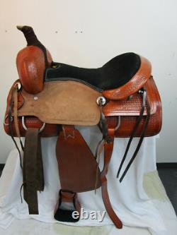 Western Roping Saddle 18 17 16 15 Roper Ranch Cowboy Used Tooled Leather Tack