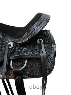Western Roping Saddle Pleasure Handmade Leather Tooled Trail Tack 15 16 17 18