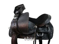 Western Roping Saddle Pleasure Handmade Leather Tooled Trail Tack 15 16 17 18