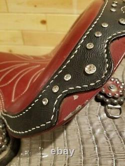 Western Saddle 14 Faux Leather Red & Grey