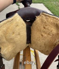 Western Saddle, 14? , Fully Tooled With Silver Accents And Suede Seat