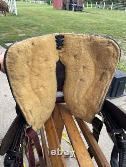 Western Saddle, 14? , Fully Tooled With Silver Accents And Suede Seat