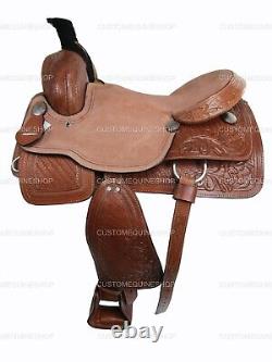 Western Saddle 15 16 17 18 Pleasure Trail Tooled Leather Used Barrel Tack Set