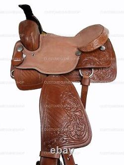 Western Saddle 15 16 17 18 Pleasure Trail Tooled Leather Used Barrel Tack Set