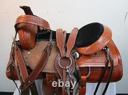 Western Saddle 15 16 17 18 Used Leather Roping Roper Ranch Pleasure Tack Set