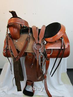 Western Saddle 15 16 17 18 Used Leather Roping Roper Ranch Pleasure Tack Set