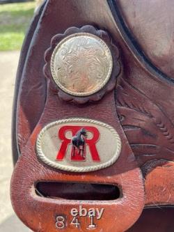 Western Saddle, 15? , Fully Tooled With Silver Accents And Suede Seat