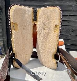 Western Saddle, 15? , Fully Tooled With Silver Accents And Suede Seat