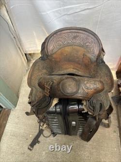 Western Saddle 15 Imprinted Leather Used
