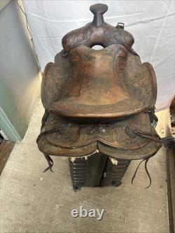 Western Saddle 15 Imprinted Leather Used
