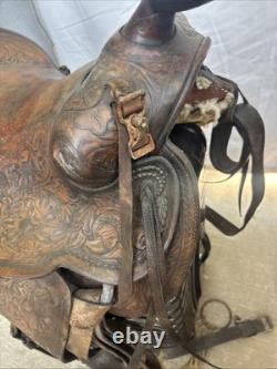 Western Saddle 15 Imprinted Leather Used