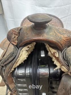 Western Saddle 15 Imprinted Leather Used