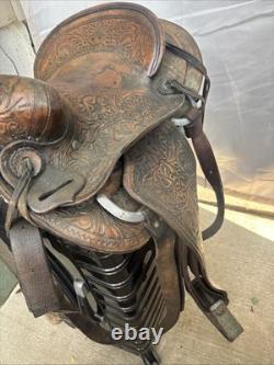 Western Saddle 15 Imprinted Leather Used
