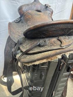 Western Saddle 15 Imprinted Leather Used