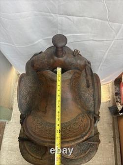 Western Saddle 15 Imprinted Leather Used
