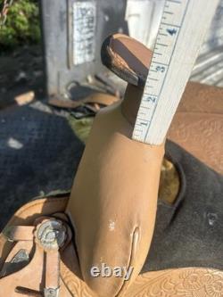 Western Saddle 16 Brown Leather Floral Black Suede Seat Stirrups Silver Accents