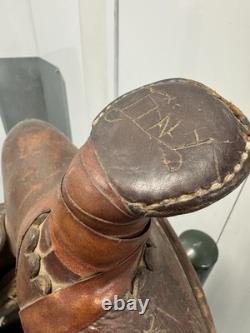 Western Saddle 16 Seat Vintage Tooled Leather Brown with Stirrups & Cinch