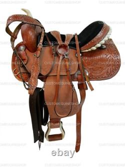 Western Saddle Barrel Racing Pleasure Used Trail Tooled Leather Tack 15 16 17 18