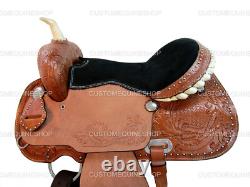 Western Saddle Barrel Racing Pleasure Used Trail Tooled Leather Tack 15 16 17 18