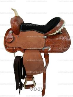Western Saddle Barrel Racing Pleasure Used Trail Tooled Leather Tack 15 16 17 18