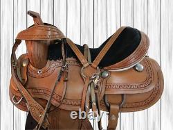 Western Saddle Barrel Racing Trail Pleasure Tooled Leather Used Tack 15 16 17 18