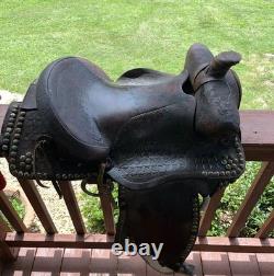 Western Saddle Brown Leather 16 Tooled Horse Saddle
