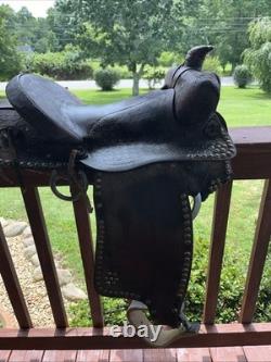 Western Saddle Brown Leather 16 Tooled Horse Saddle