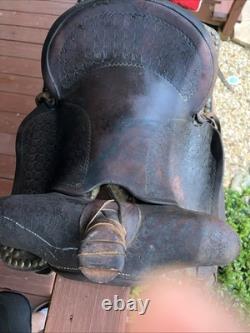 Western Saddle Brown Leather 16 Tooled Horse Saddle
