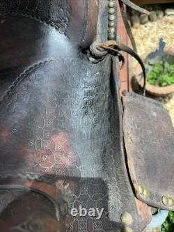 Western Saddle Brown Leather 16 Tooled Horse Saddle