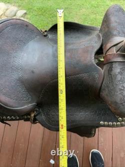 Western Saddle Brown Leather 16 Tooled Horse Saddle