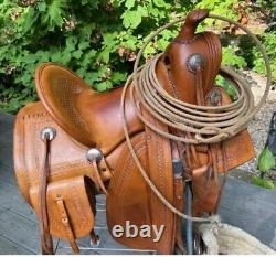 Western Saddle Custom Handmade D. F. Rowland 2001. 100% Real Leather