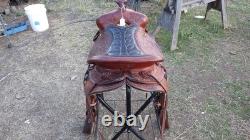 Western Saddle Hand Tooled Gorgeous Color Works Well Great Ride